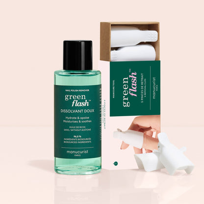 Duo Dissolvant Doux Green Flash™ & Pinces de retrait