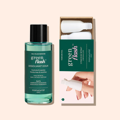 Duo Dissolvant Doux Green Flash™ & Pinces de retrait