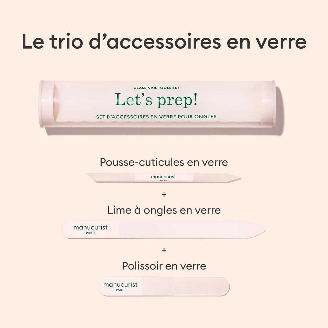 Trio Accessoires en verre pour ongles