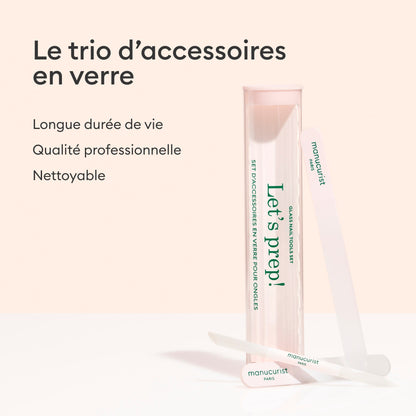 Trio Accessoires en verre pour ongles