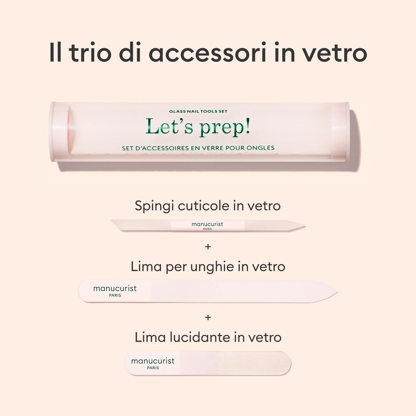 Trio Accessoires en verre pour ongles