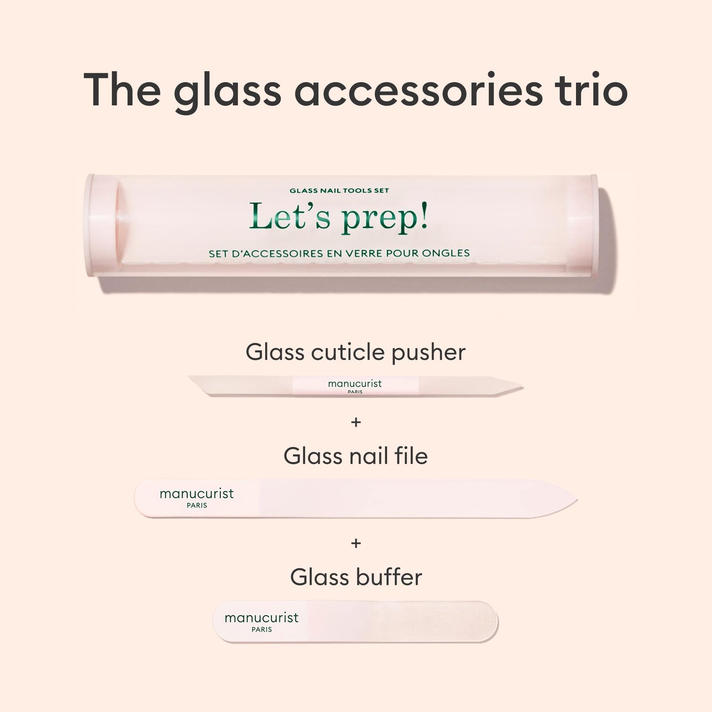 Trio Accessoires en verre pour ongles